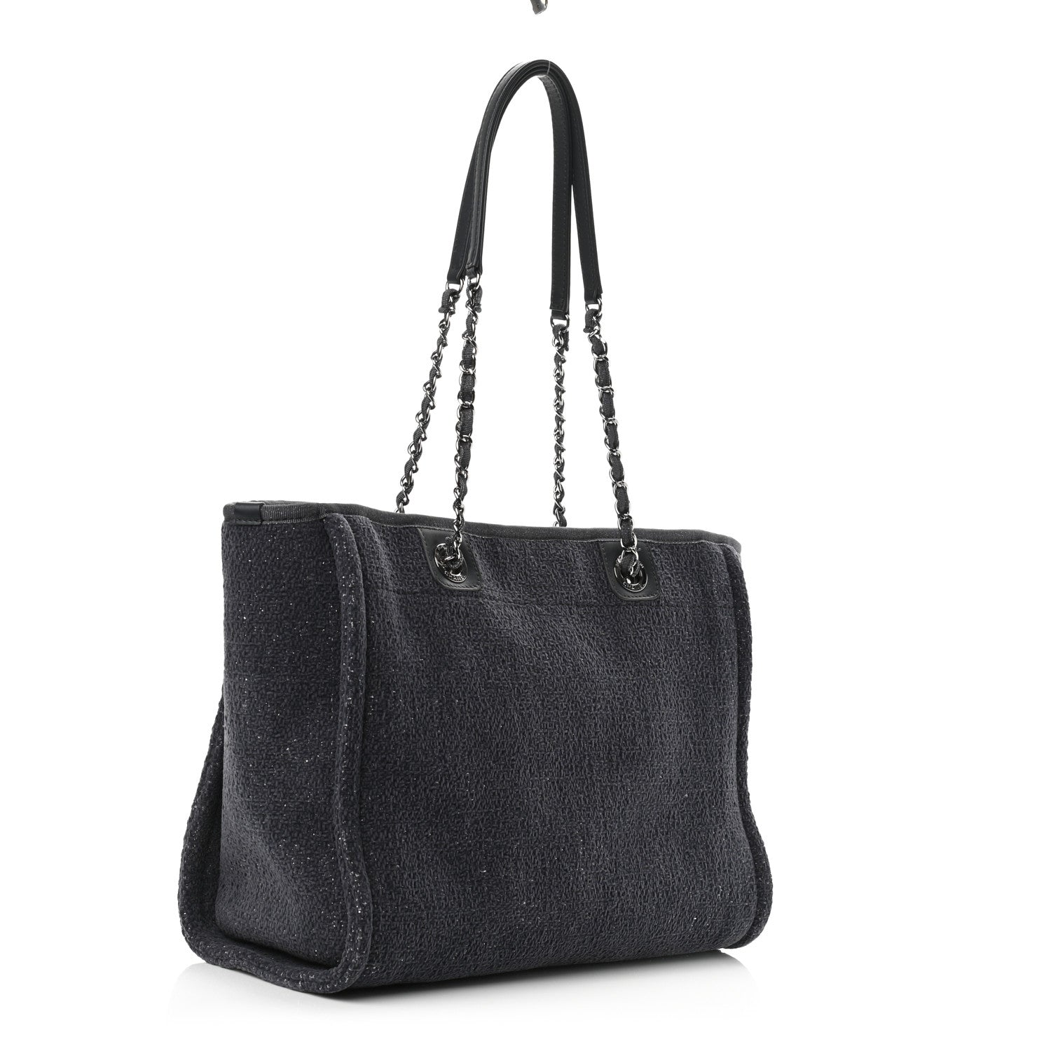 Chanel Lurex Boucle Small Deauville Tote Gray 3 of 10