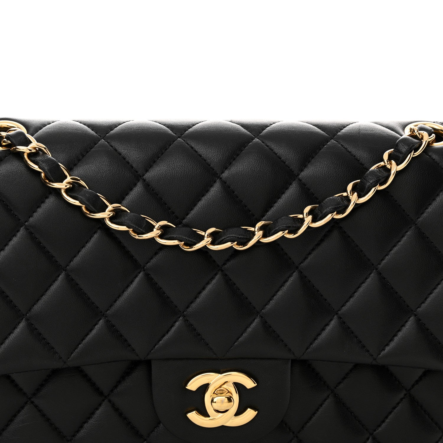 Chanel Lambskin Quilted Medium Double Flap Black 11 of 14