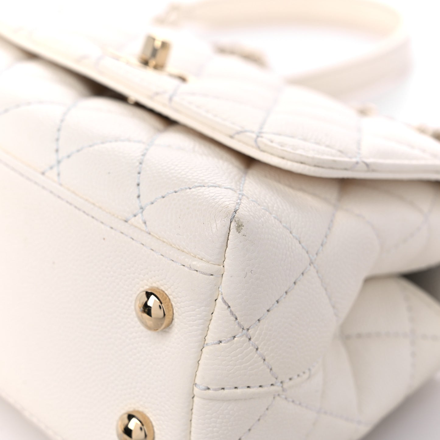 Caviar Quilted Extra Mini Coco Handle Flap White