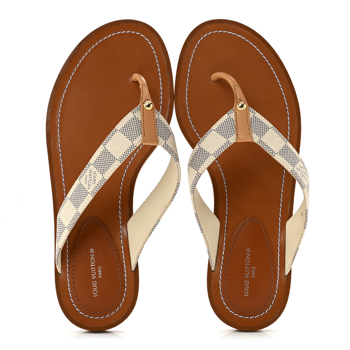 Damier Azur Sunny Flat Thong Sandals 38