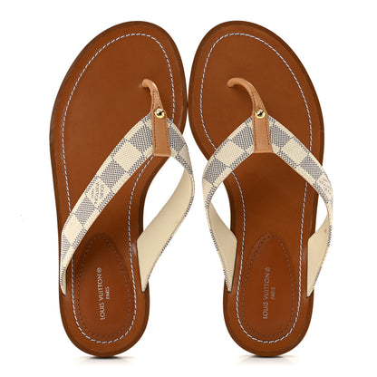 Louis Vuitton Damier Azur Sunny Flat Thong Sandals 38 2 of 9