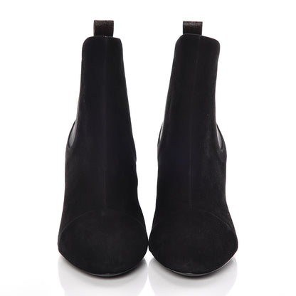 Louis Vuitton Suede Monogram Uniformes Cap Toe Chelsea 80mm Ankle Boots 38 Black 2 of 10