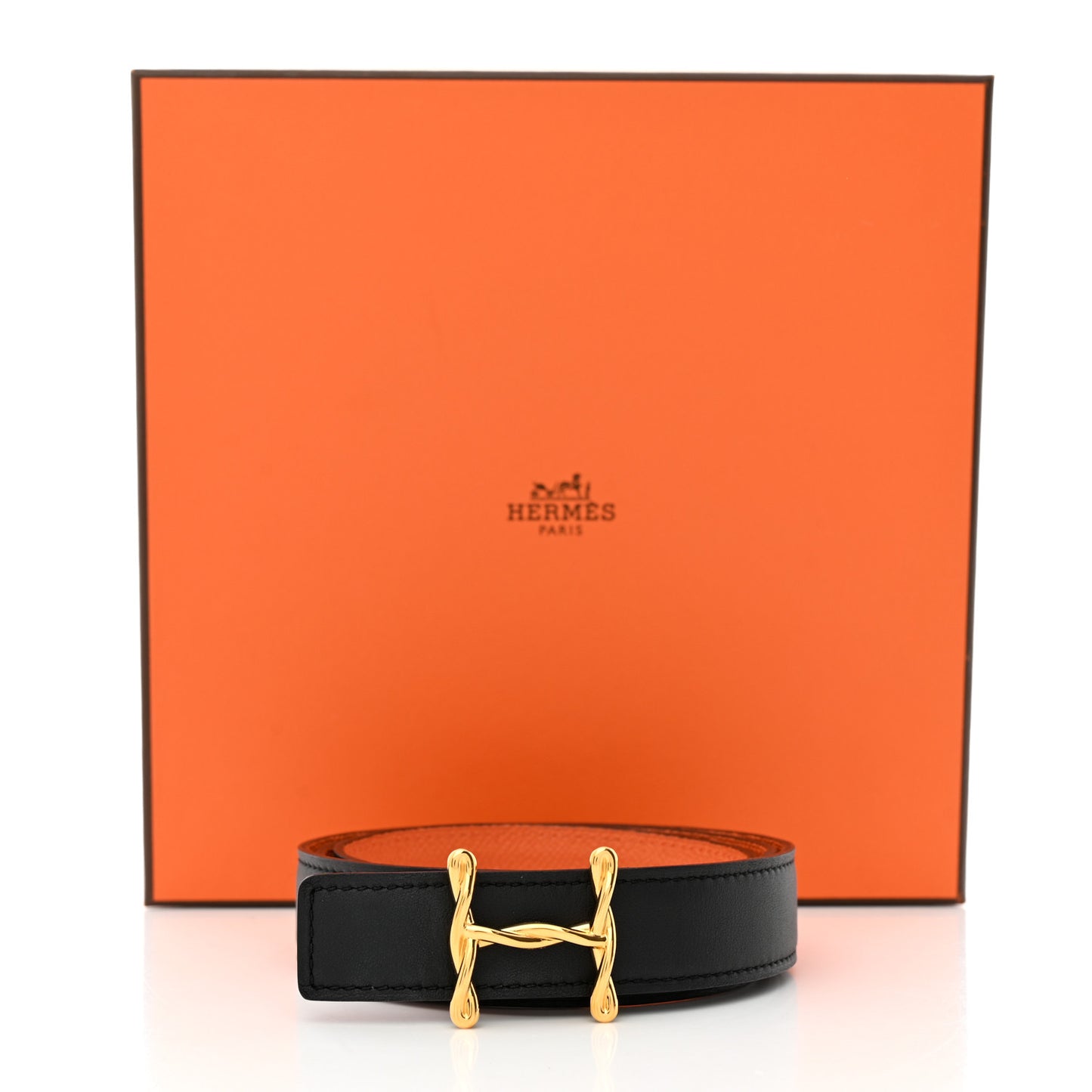 Swift Epsom 24mm H Torsade Belt 80 32 Black Orange
