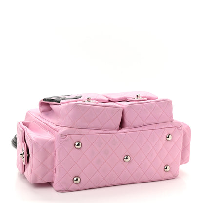 Chanel Calfskin Quilted Large Cambon Multipocket Reporter Pink Black 3 of 10