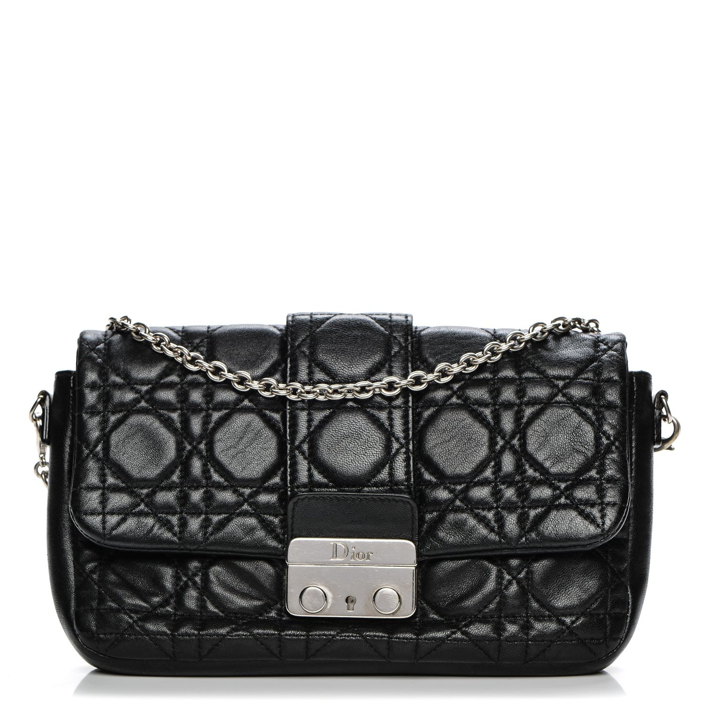 Lambskin Cannage New Lock Pouch Black