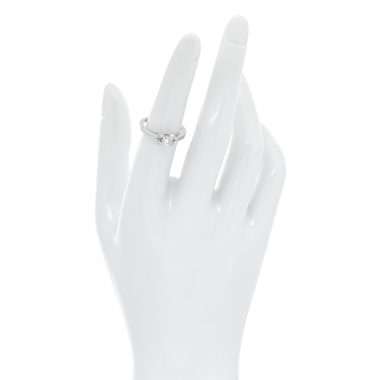 Cartier Platinum Diamond .21ct Ballerine Solitaire Engagement Ring 51 5.75 2 of 6