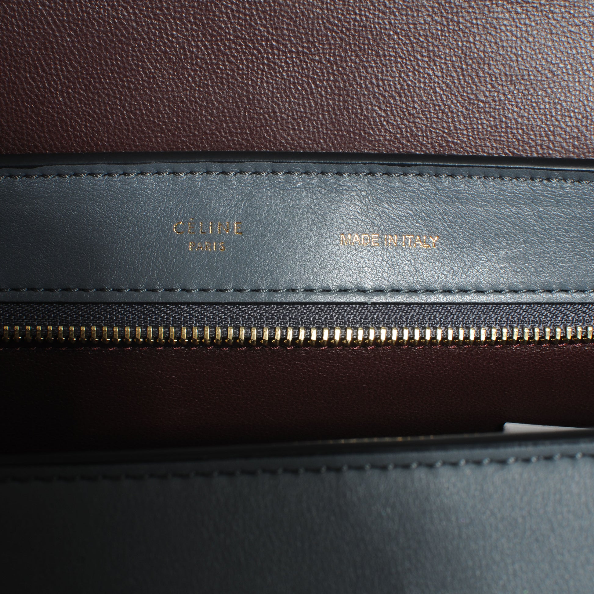 Celine Calfskin and Suede Small Tri-Color Trapeze Burgundy 6 of 8