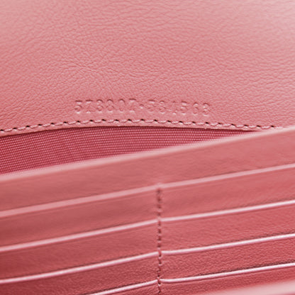 Gucci Azalea Calfskin Enamel Matelasse Diagonal Torchon GG Marmont Chain Wallet New Cherry Red Wild Rose 7 of 11