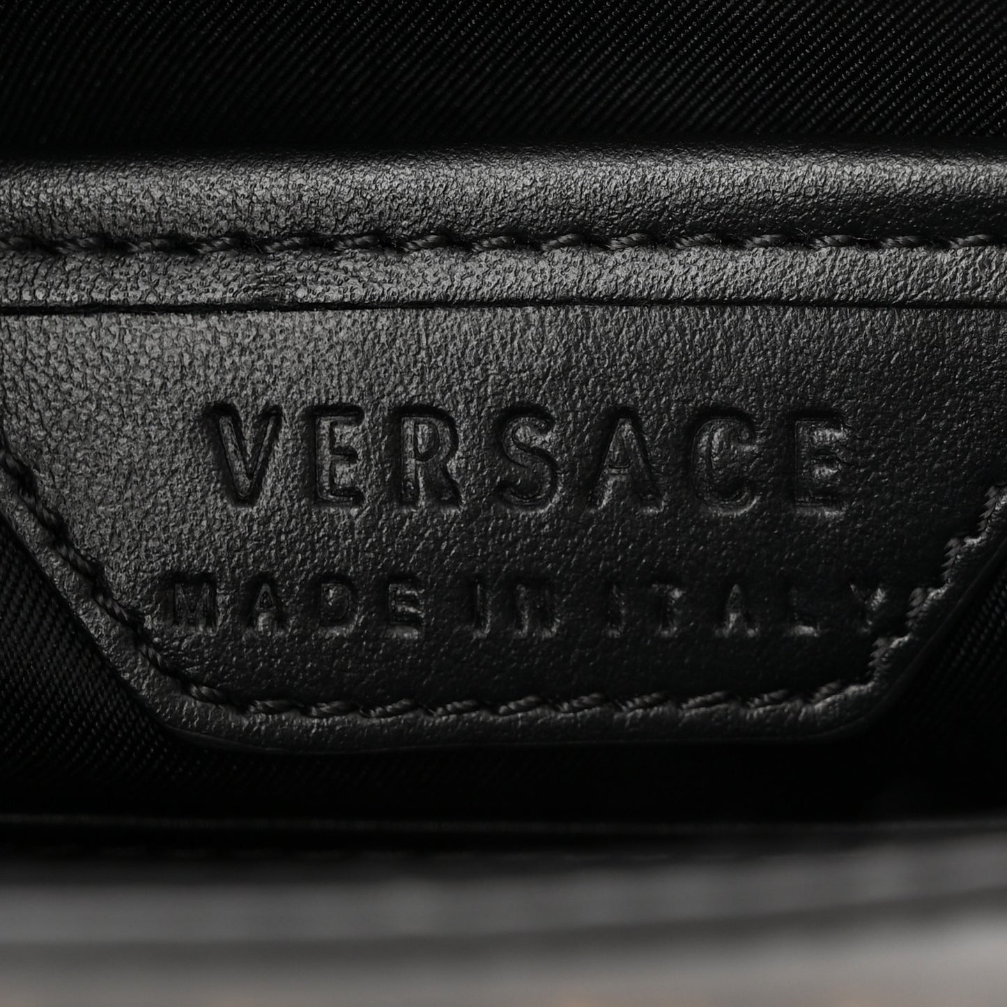 Calfskin Studded Medusa Crossbody Black