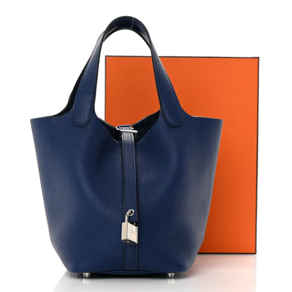 Hermes Taurillon Maurice Picotin Lock 18 PM Bleu Saphir 12 of 12