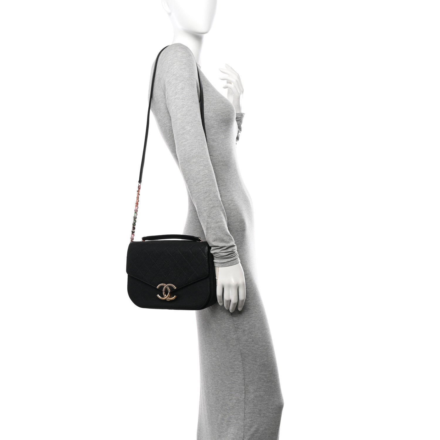 Chanel Grained Calfskin Quilted Medium Cuba Top Handle Flap Black 2 of 13