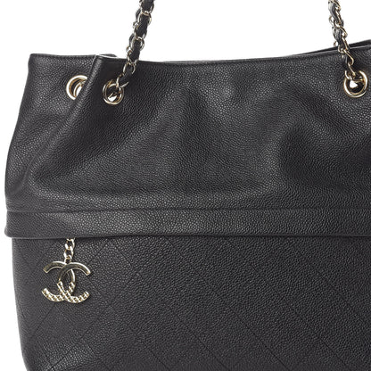Chanel Crumpled Grained Calfskin Zip and Carry Shopping Tote Black 8 of 10