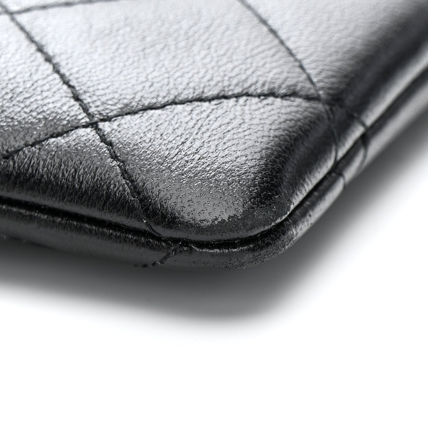 Mesh Shiny Lambskin Clutch With Chain Black