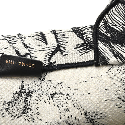 Christian Dior Canvas Embroidered Toile De Jouy Book Tote White Black 7 of 9