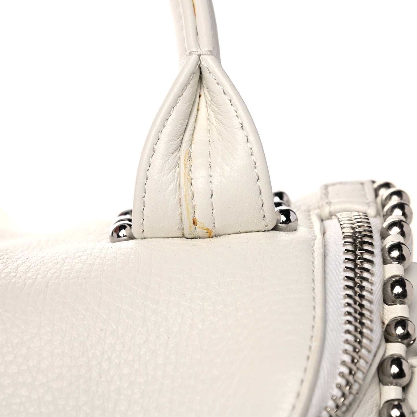 Calfskin Studded Mini Rockie White Rodium Hardware