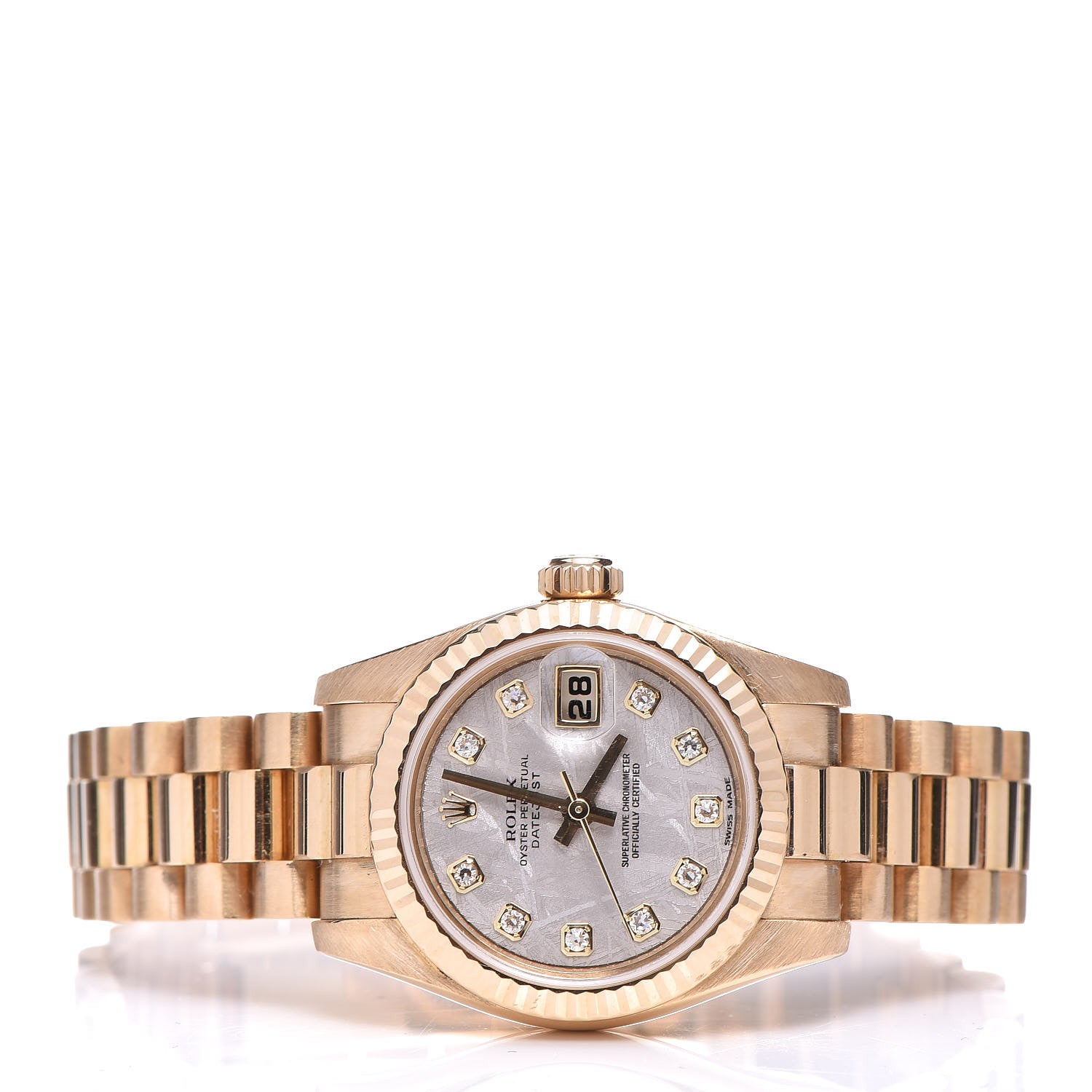 Rolex 18K Yellow Gold Diamond Meteorite 26mm Oyster Perpetual Datejust President Watch 179178 2 of 4