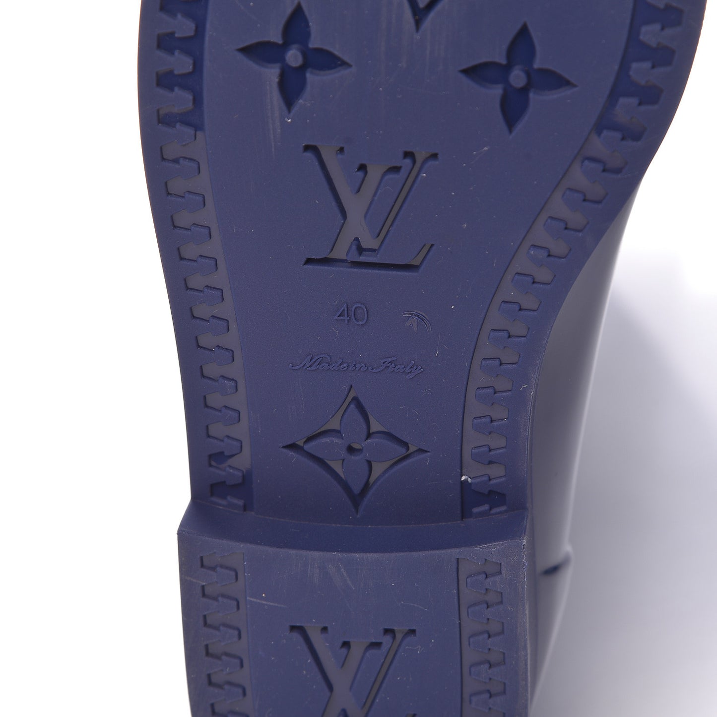 Rubber Embossed Monogram Drops High Rain Boots 40 Blue