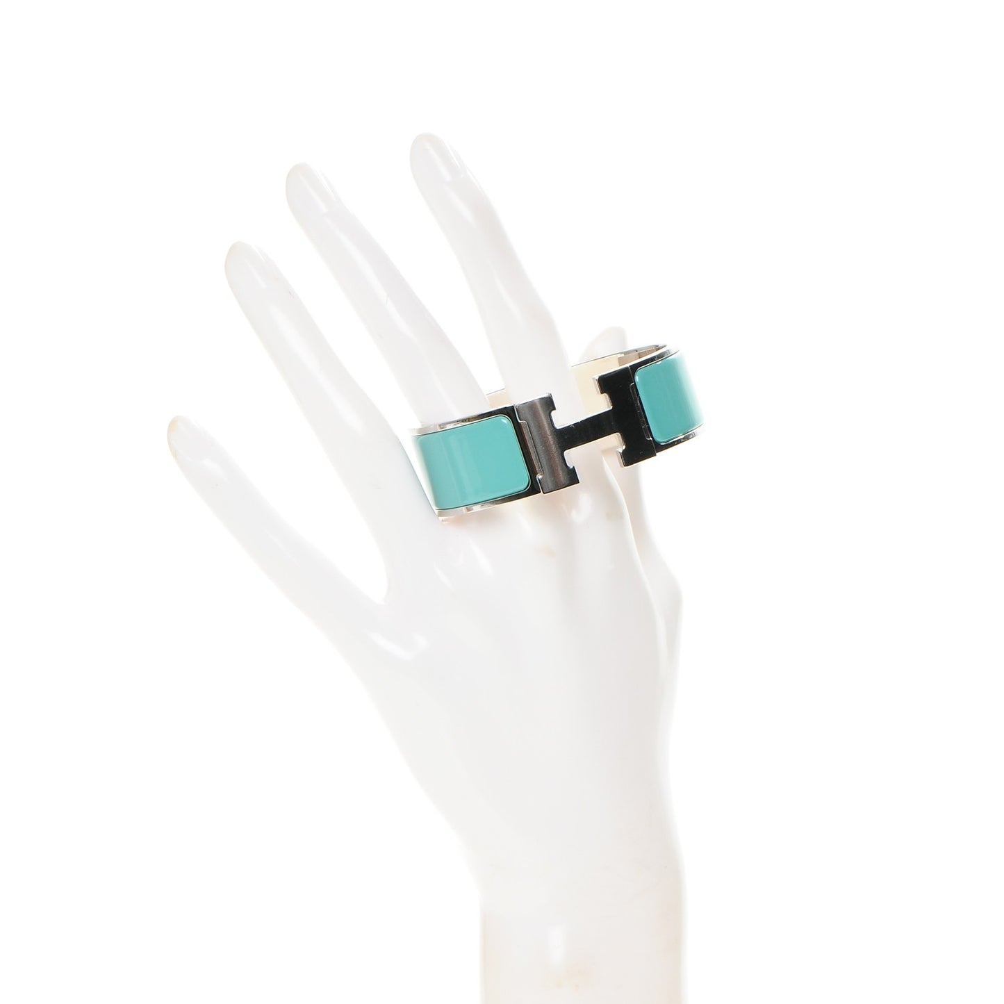 Enamel Wide Clic Clac H Bracelet PM Bleu Atoll