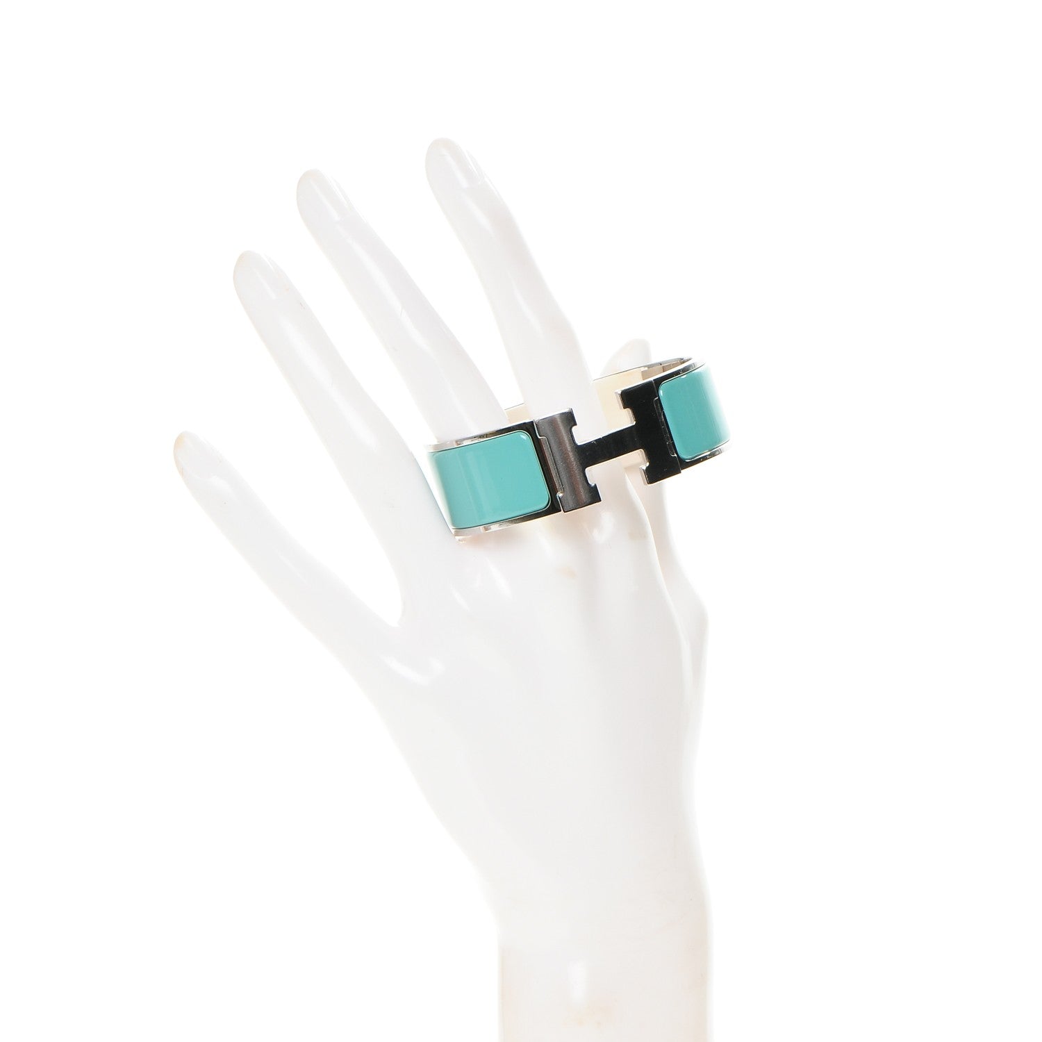 Hermes Enamel Wide Clic Clac H Bracelet PM Bleu Atoll 2 of 5
