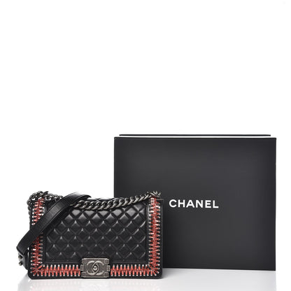 Chanel Lambskin Embellished Medium Boy Flap Black 9 of 9