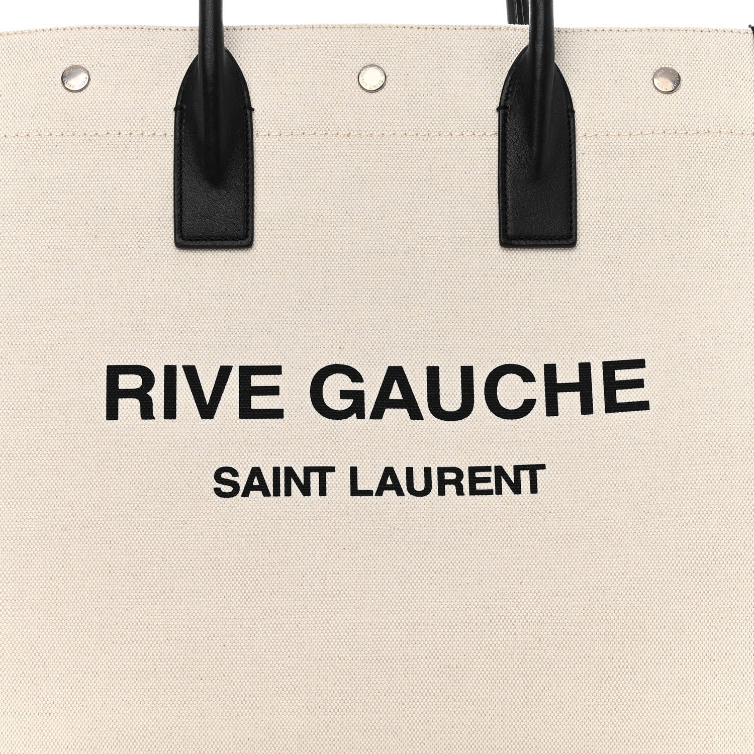 Saint Laurent SAINT LAURENT Linen Calfskin Rive Gauche North South Tote White Black 6 of 8
