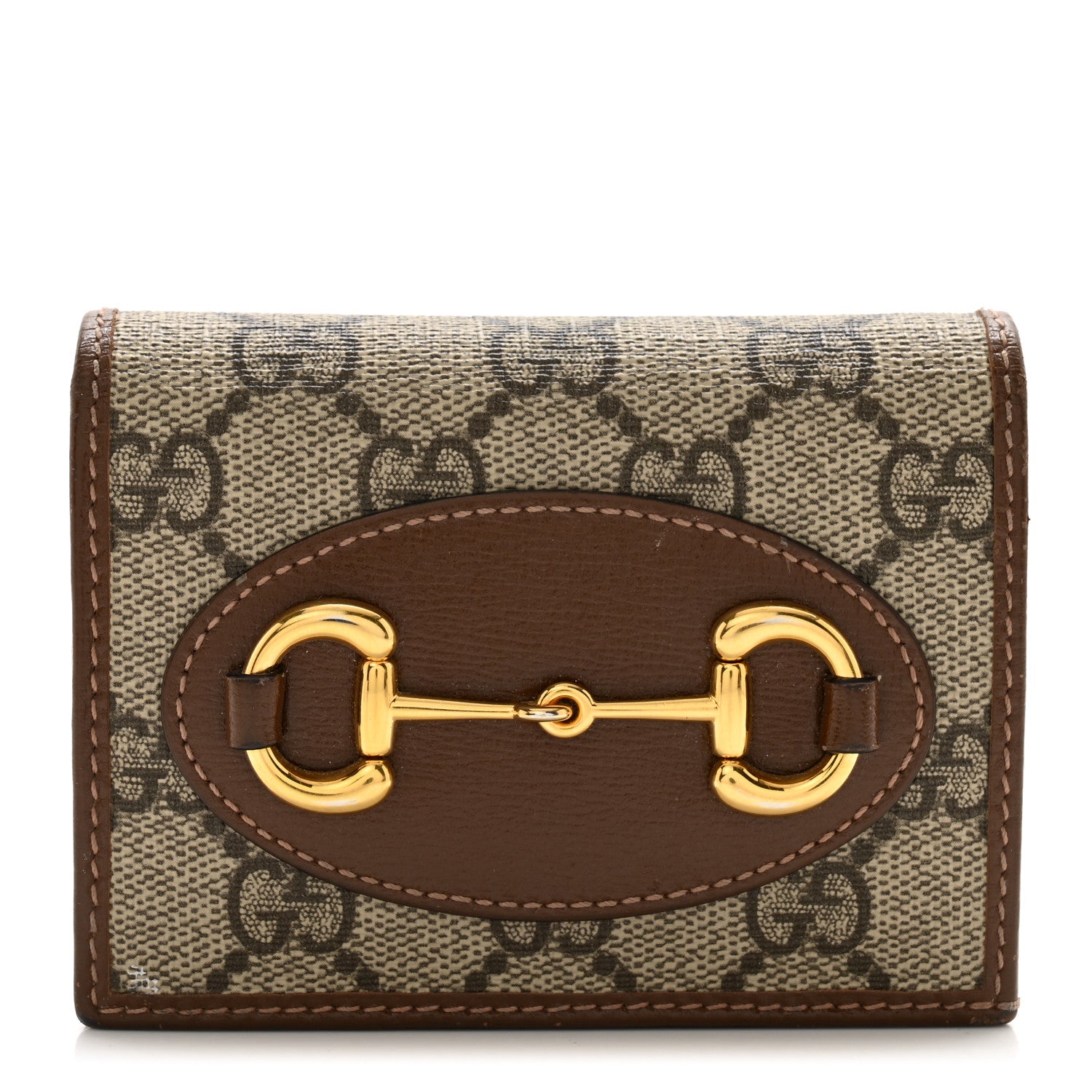 Gucci GG Supreme Monogram Horsebit 1955 Card Case Wallet Beige Ebony Brown Sugar 1 of 10