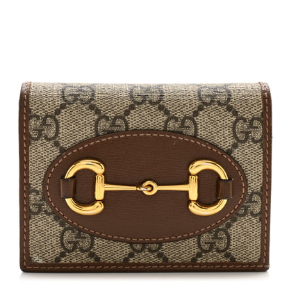 Gucci GG Supreme Monogram Horsebit 1955 Card Case Wallet Beige Ebony Brown Sugar 1 of 10