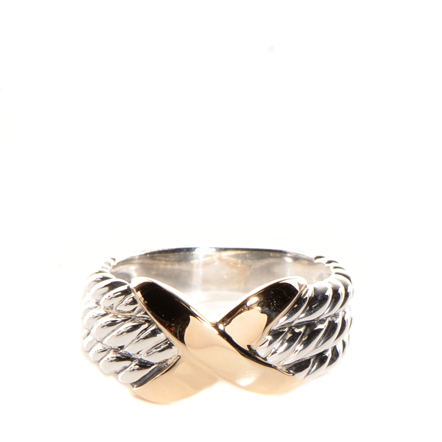 David Yurman Sterling Silver 14k Yellow Gold X Triple Row Ring 7 1 of 8