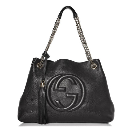 Gucci Pebbled Calfskin Medium Soho Chain Shoulder Bag Black 1 of 8