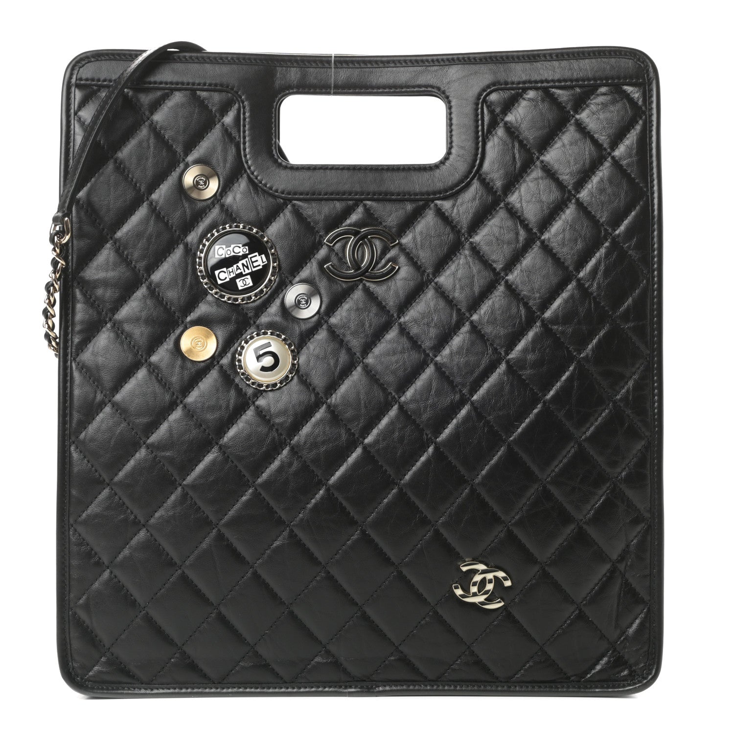 Chanel Aged Calfskin Medium Charm Shopping Bag Black 1 of 10