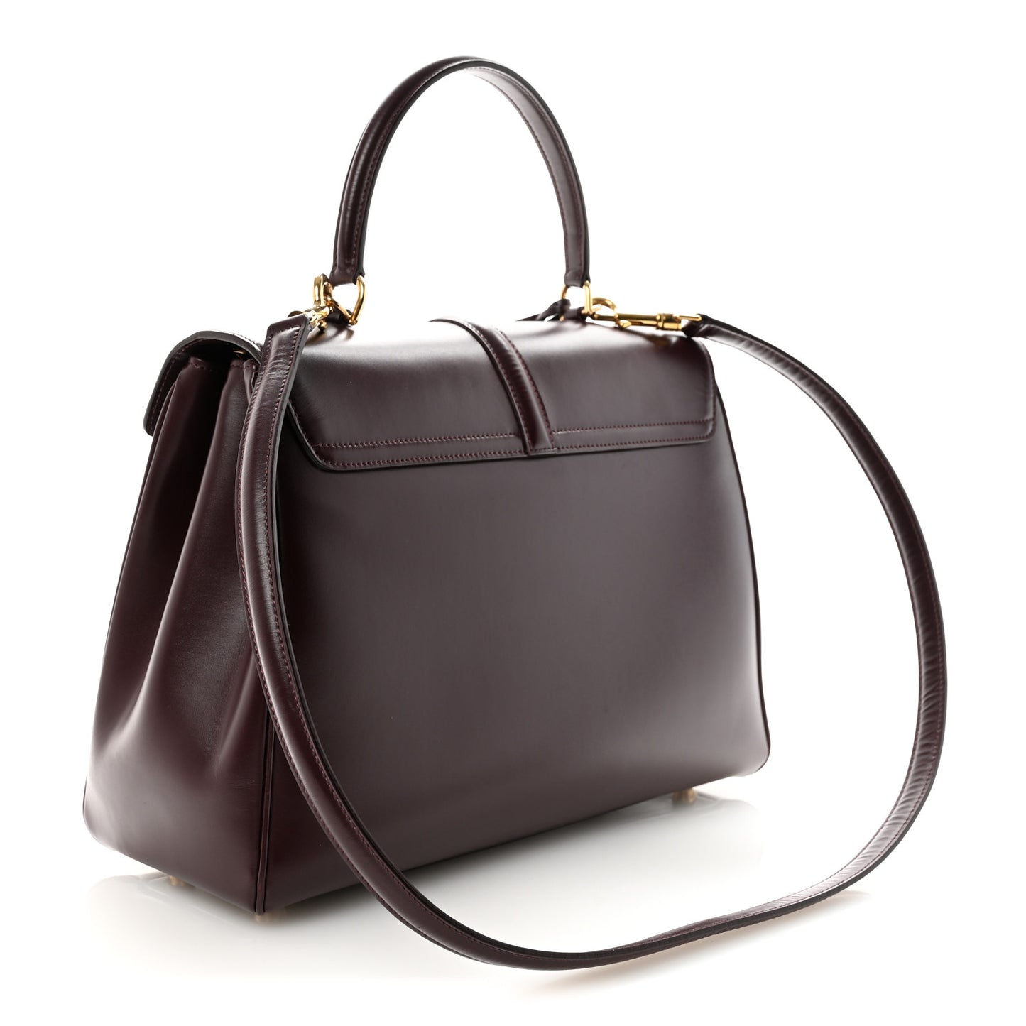Satinated Calfskin Medium 16 Top Handle Bag Light Burgundy
