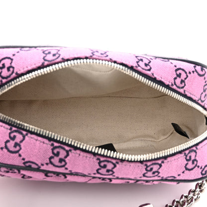Gucci Monogram Multicolor Matelasse Diagonal Small GG Marmont Chain Shoulder Bag Pink Blue 5 of 10