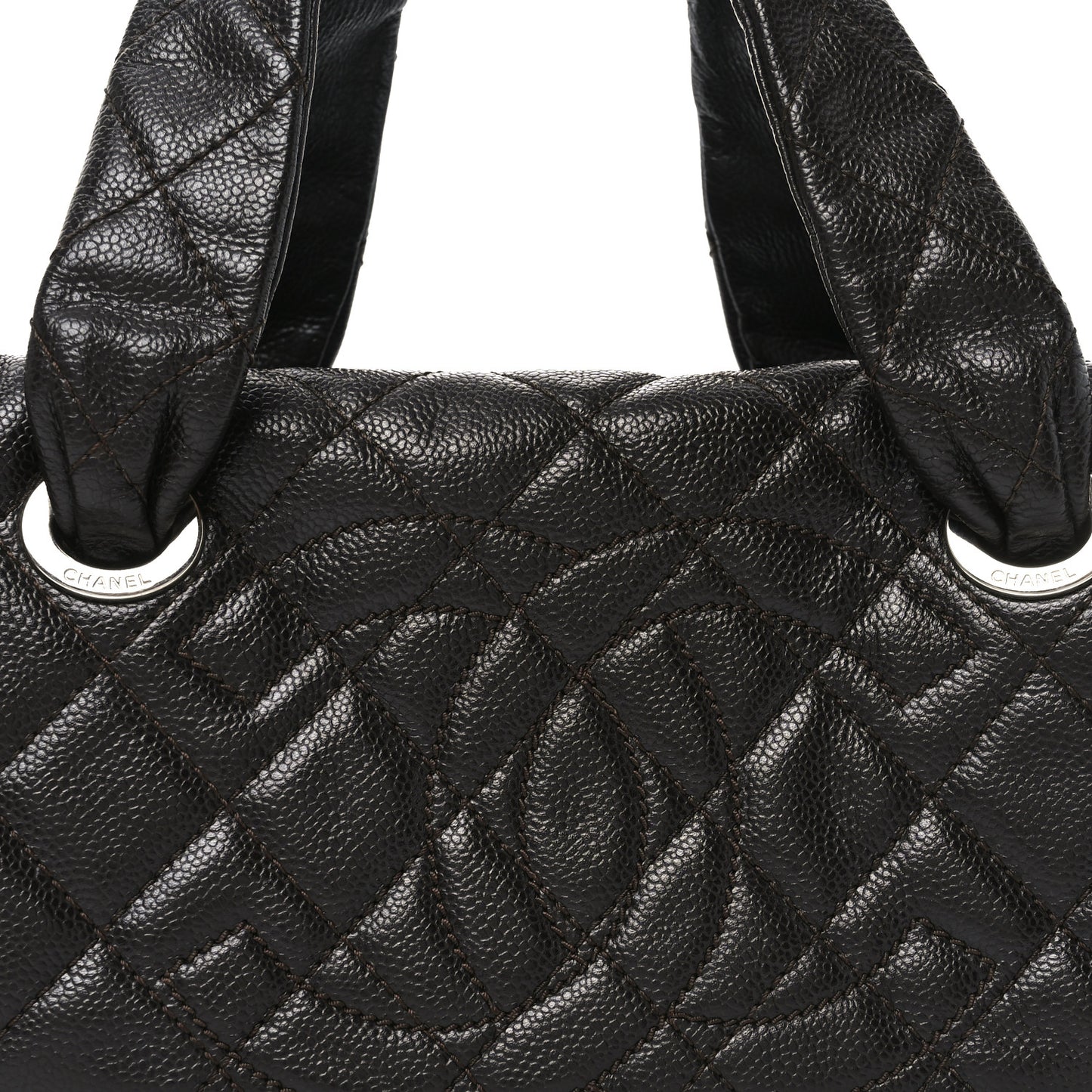 Caviar Quilted CC Timeless Bowler Dark Brown