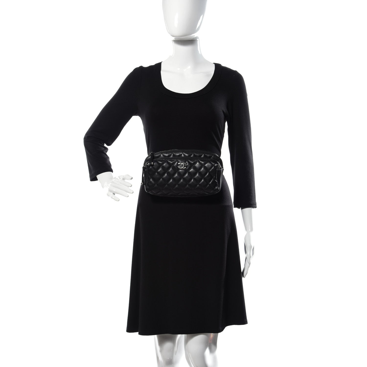Chanel Calfskin Quilted Waist Bag Black 2 of 14
