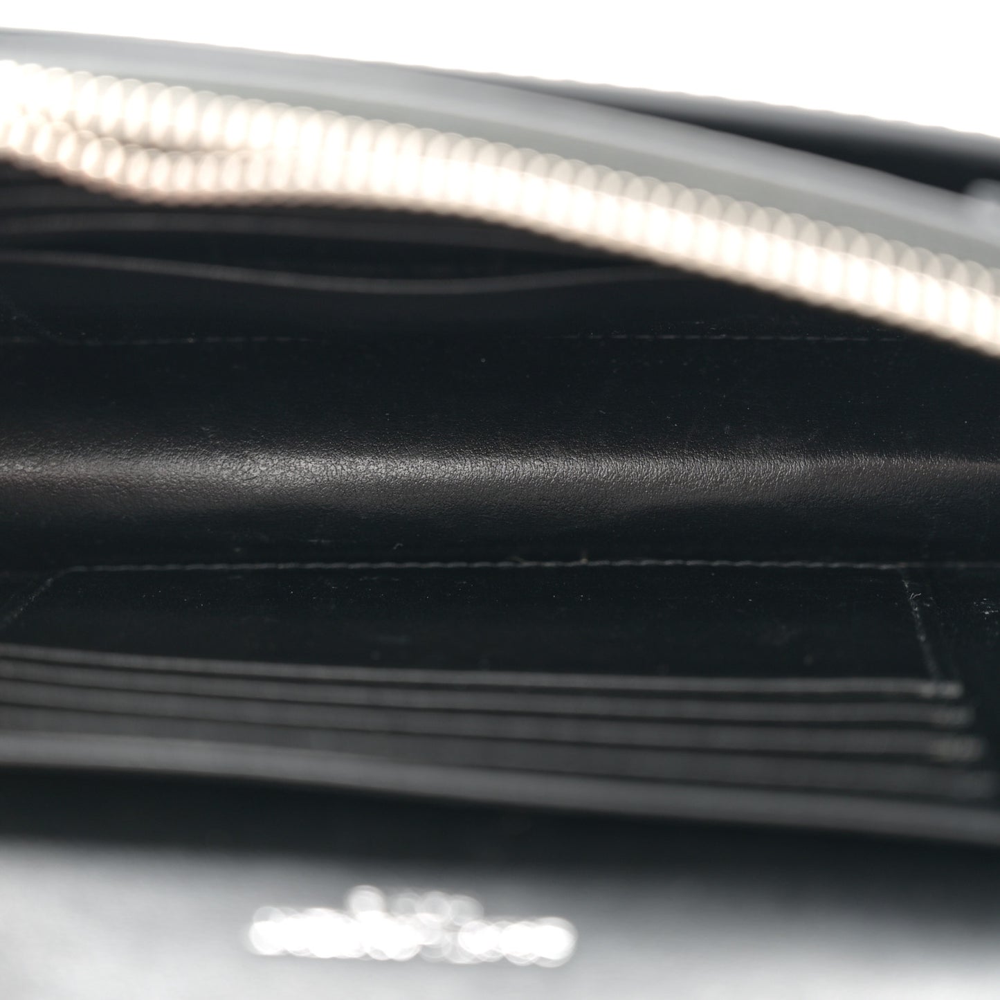 Calfskin Crocodile Embossed Monogram Sunset Chain Wallet Black