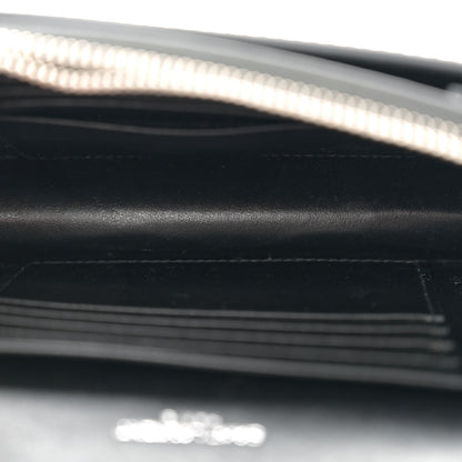 Saint Laurent Calfskin Crocodile Embossed Monogram Sunset Chain Wallet Black 5 of 13