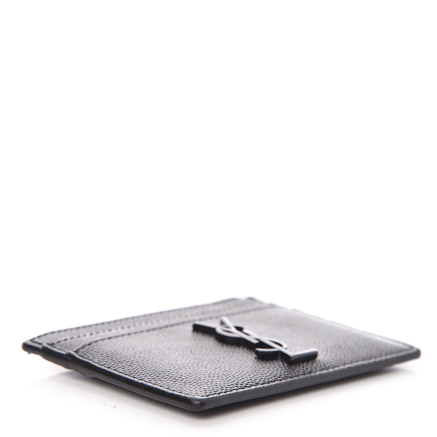 Saint Laurent Grain De Poudre Monogram Credit Card Case Black 4 of 9