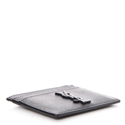 Saint Laurent Grain De Poudre Monogram Credit Card Case Black 4 of 9