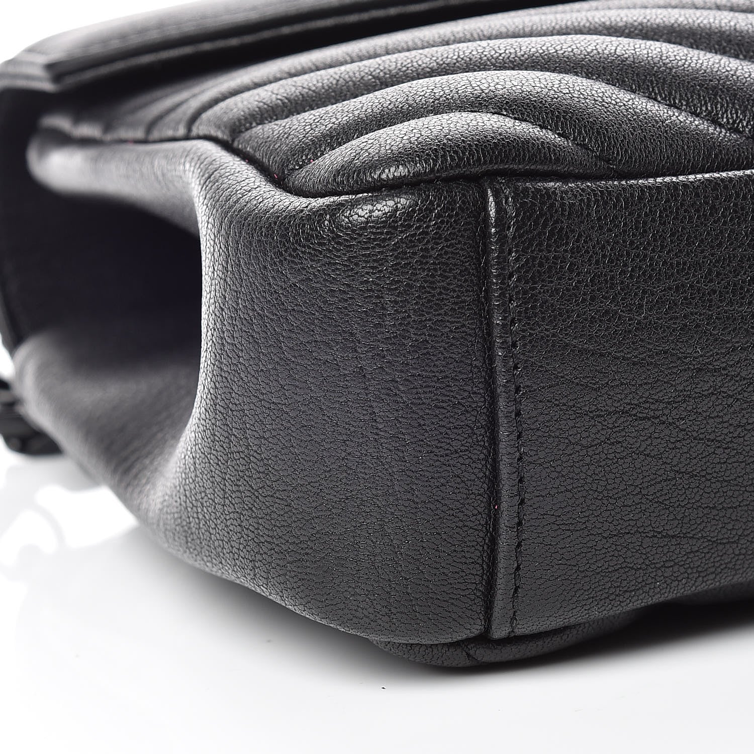 Saint Laurent Sheepskin Matelasse Chevron Monogram Medium College Bag Black 9 of 10