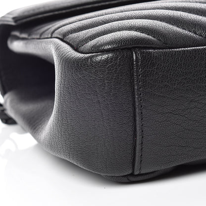 Saint Laurent Sheepskin Matelasse Chevron Monogram Medium College Bag Black 9 of 10
