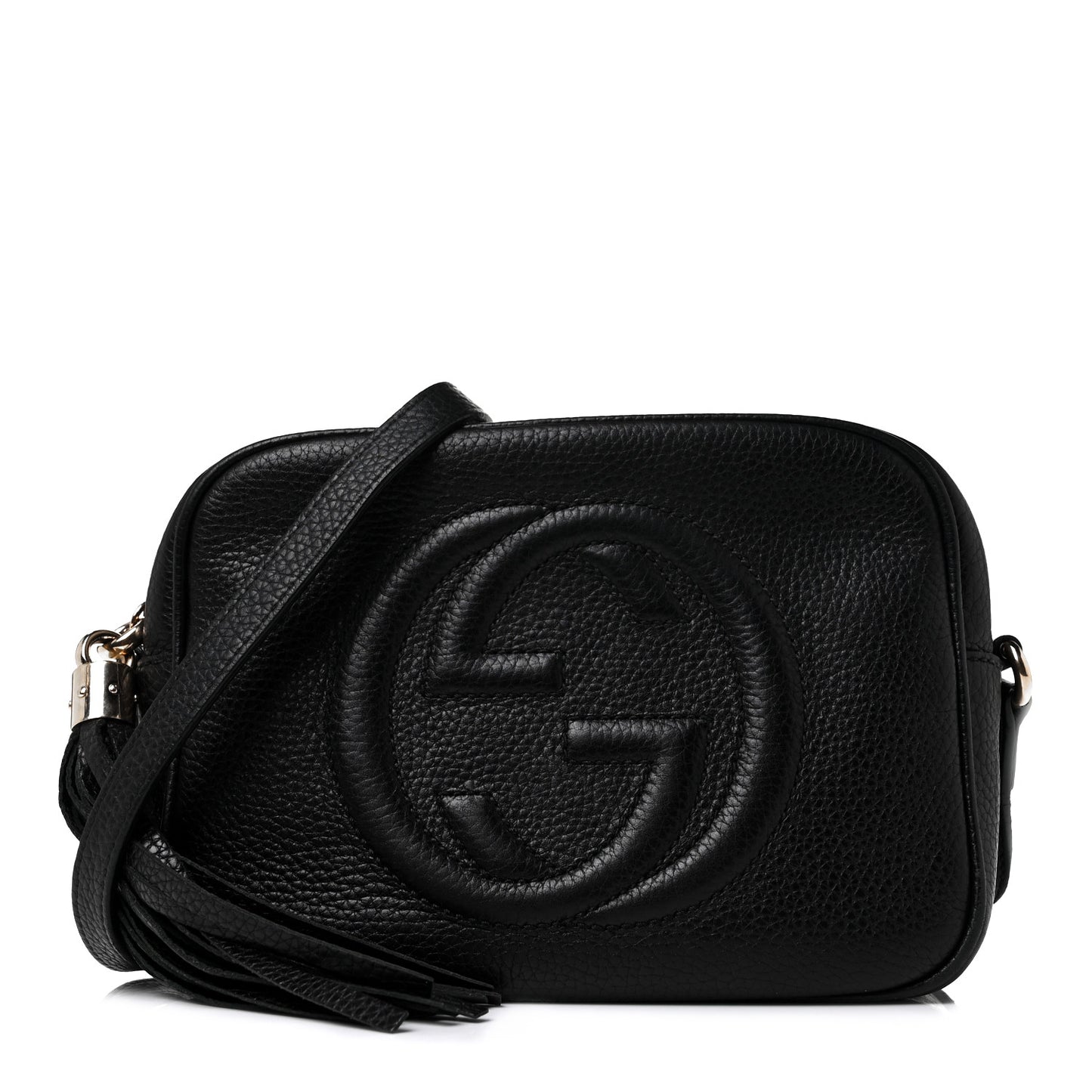 Pebbled Calfskin Small Soho Disco Bag Black