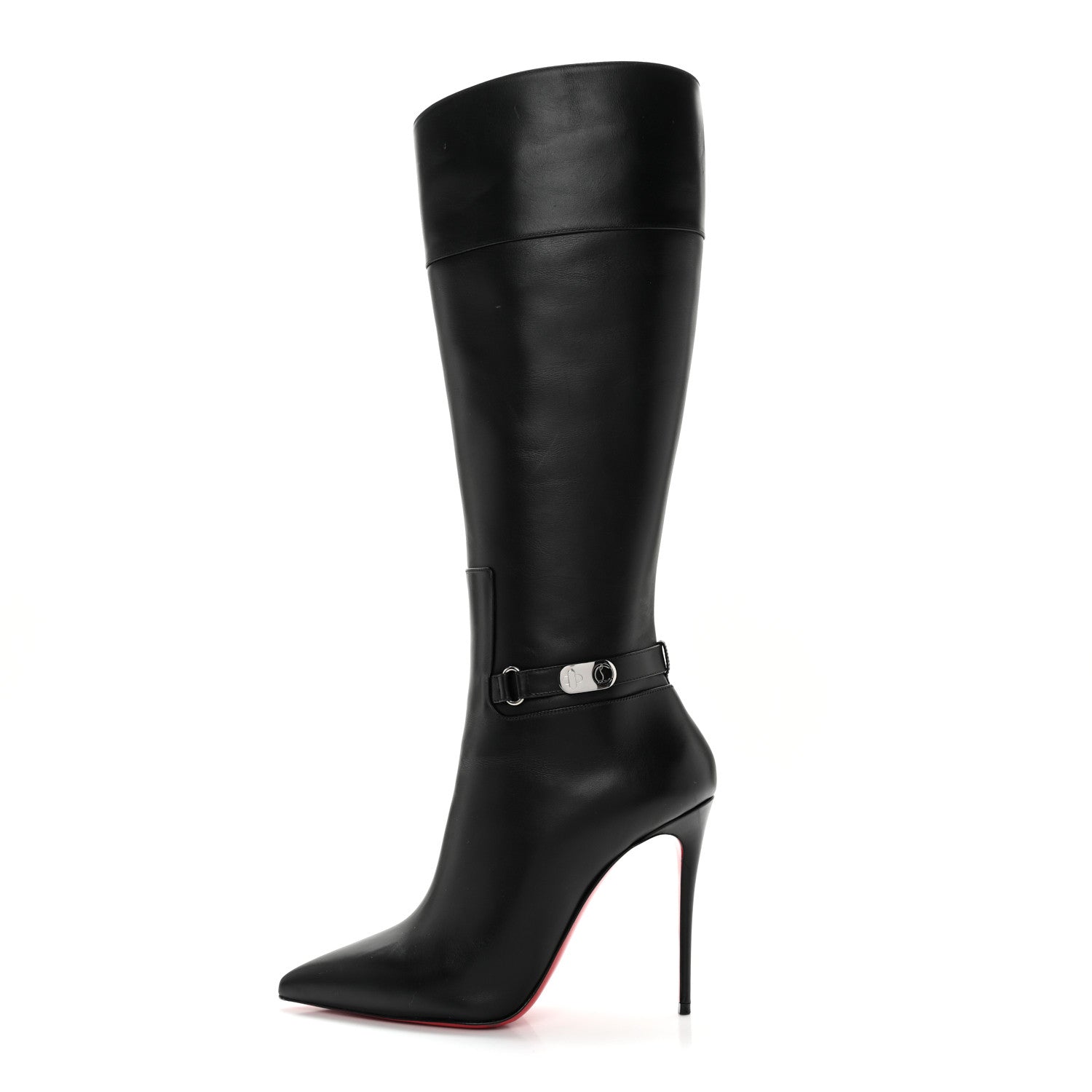 Christian Louboutin Calfskin Lock Kate Botta 100 Knee High Boots 40 Black 1 of 13