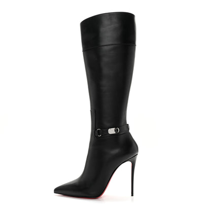 Christian Louboutin Calfskin Lock Kate Botta 100 Knee High Boots 40 Black 1 of 13