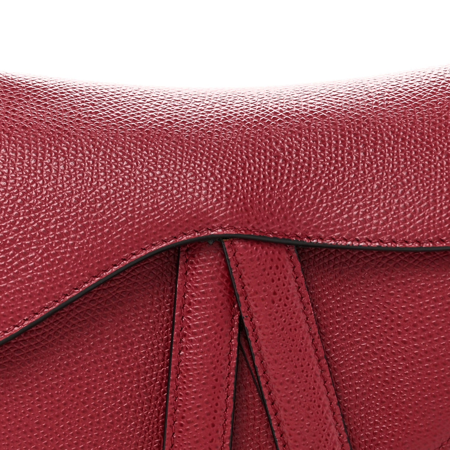 Grained Calfskin Mini Saddle Bag Red