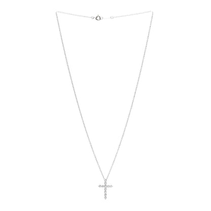 Tiffany Platinum Diamond Small Cross Pendant Necklace 3 of 4