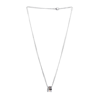 Cartier 18K White Pink Gold Diamond Three Ring LOVE Pendant Necklace 3 of 7