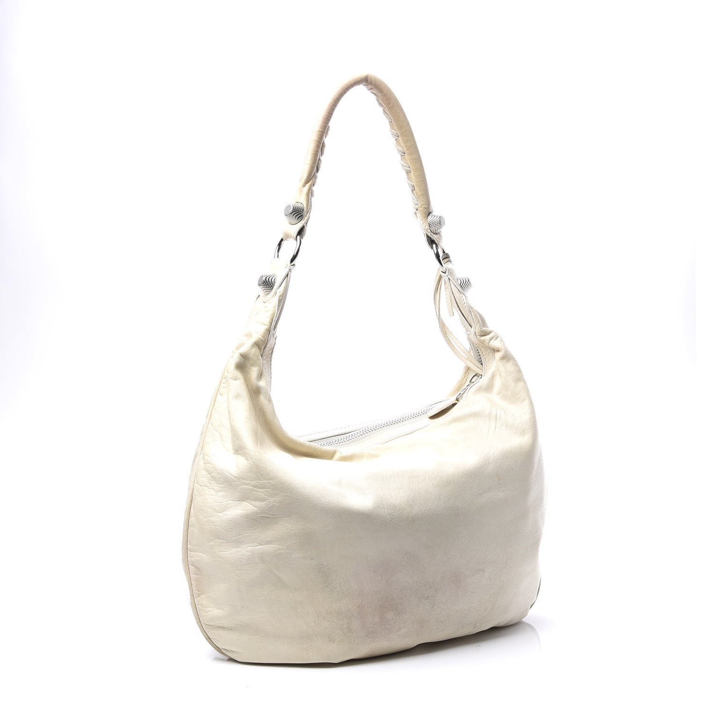 Agneau Giant 21 Silver Hardware Hobo White