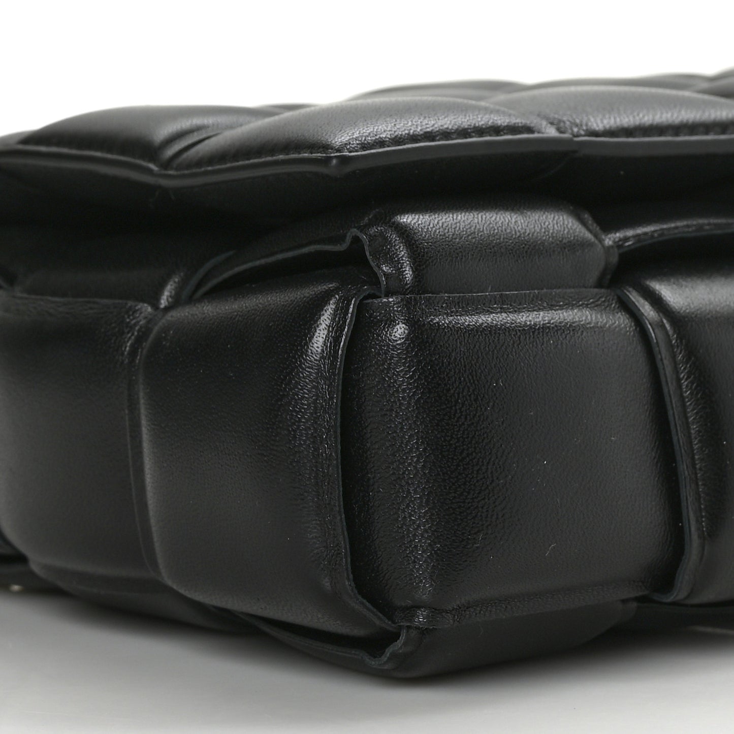 Lambskin Maxi Intreccio Padded Chain Cassette Crossbody Bag Black