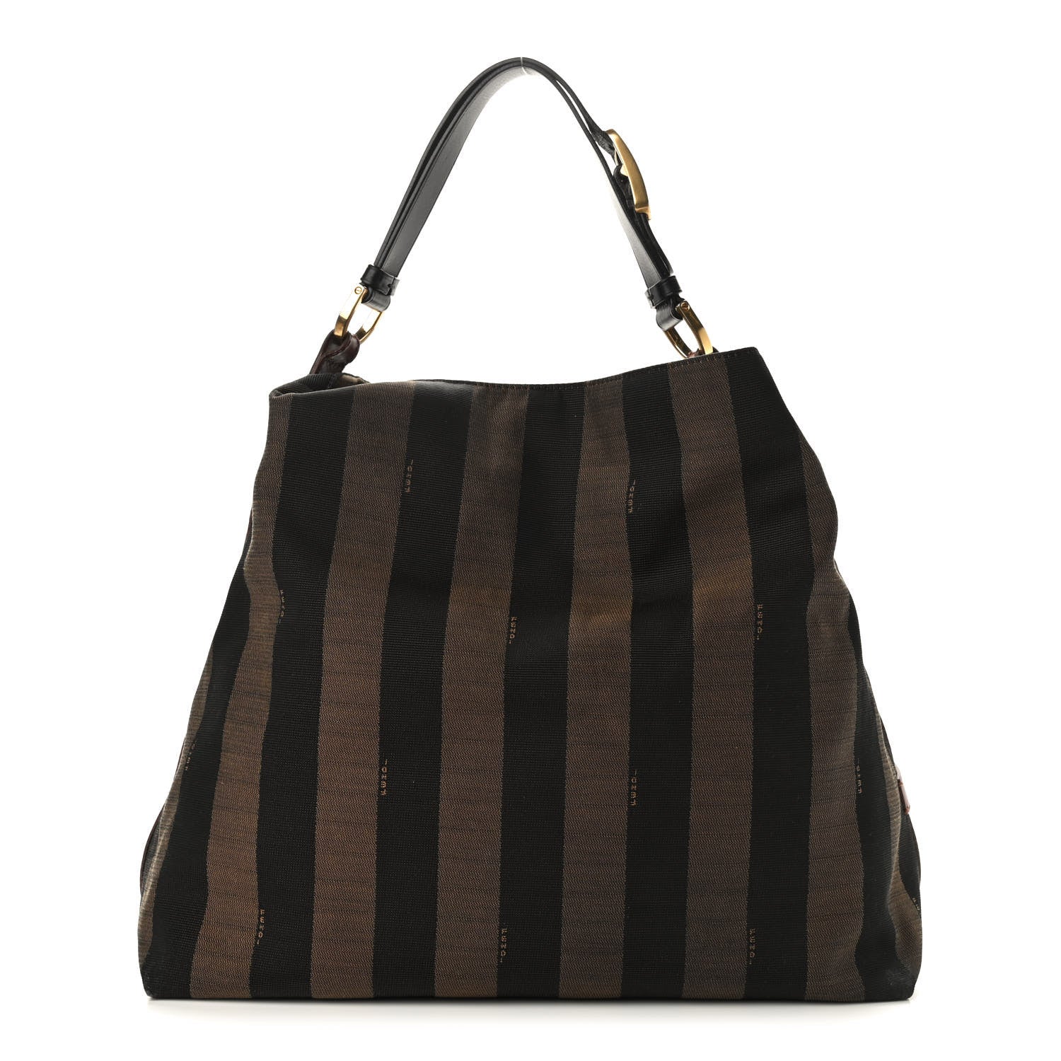Fendi Pequin Cuoio Vegetale Large Hobo Tobacco Black Cuoio 1 of 12