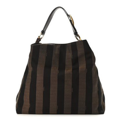 Fendi Pequin Cuoio Vegetale Large Hobo Tobacco Black Cuoio 1 of 12